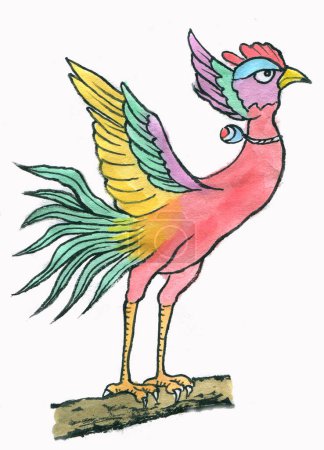 Téléchargez les photos : Dessin à la main oiseau dessin animé - en image libre de droit