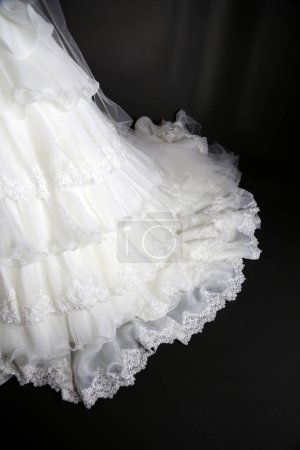 Photo for Beautiful elegant white wedding dress detail with lace - Royalty Free Image