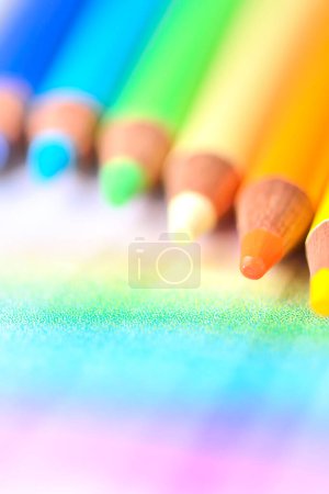 Photo for Close up of color pencils on white background - Royalty Free Image