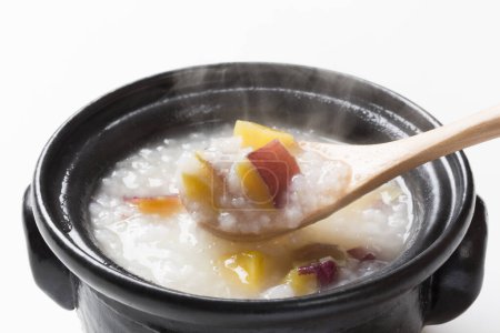 Photo for Sweet rice porridge in bowl  on background, close up - Royalty Free Image