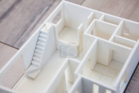 Photo for Closeup of house model made of white plastic - Royalty Free Image