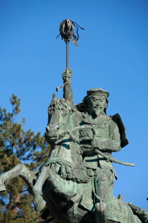 Foto de Estatua de hojo soun en japón sobre fondo - Imagen libre de derechos