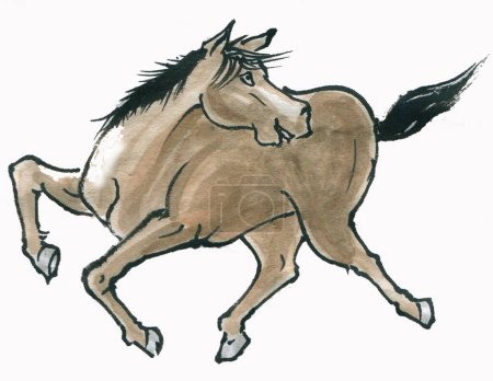 Foto de Acuarela dibujada a mano ilustración de un caballo - Imagen libre de derechos
