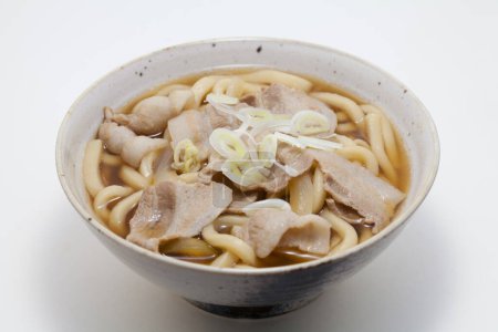 Téléchargez les photos : Une photo de cuisine de soupe asiatique avec viande de porc, nouilles et oignon - en image libre de droit