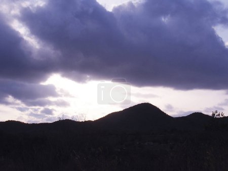 Photo for Beautiful sunset sky with clouds and mountain landscape - Royalty Free Image