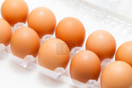 Foto de Huevos de pollo frescos en el envase - Imagen libre de derechos