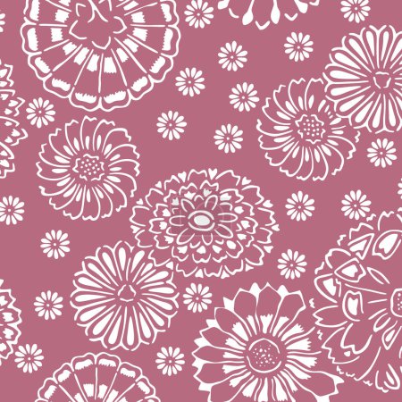Photo for Seamless pattern with flowers, hand drawn floral texture, can be used for wallpaper, textile design, wrapping paper, greeting card, fabric, - Royalty Free Image
