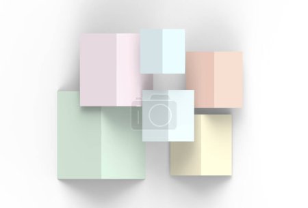 Téléchargez les photos : Set of colorful paper stickers, blank cards on white background - en image libre de droit