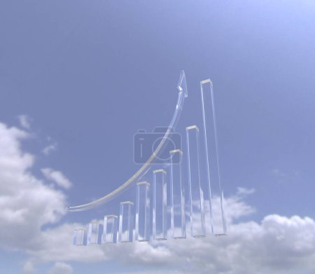 Foto de Concepto de crecimiento empresarial con flecha en el cielo - Imagen libre de derechos
