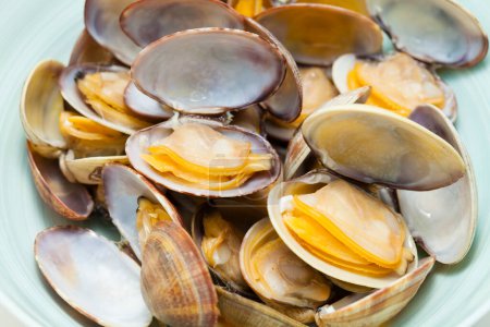 Photo for Mussels in shells on the plate - Royalty Free Image