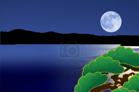 Téléchargez les photos : Lune et arbres dans les montagnes - en image libre de droit