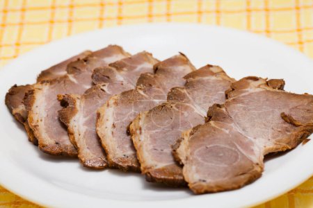 Photo for Close-up view of delicious fresh sliced meat on plate - Royalty Free Image