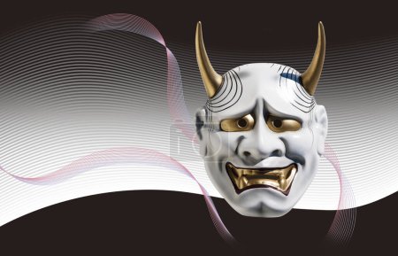 Foto de Máscara de demonio japonesa sobre fondo - Imagen libre de derechos
