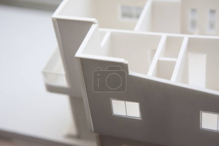 Photo for Closeup of house model made of white plastic - Royalty Free Image