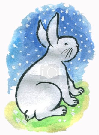 Photo for Cute watercolor rabbit isolated on white background - Royalty Free Image