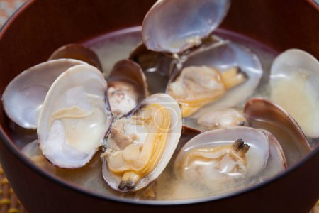 Photo for Boiled mussels in bowl, delicious seafood - Royalty Free Image