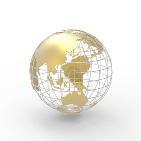 Téléchargez les photos : 3 d monde doré sur fond blanc avec ombre - en image libre de droit