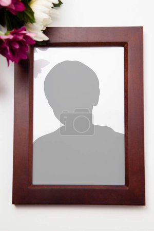 Funeral frame template with person silhouette 
