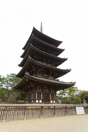 Wooden tower at Kofukuji Temple in Nara, Japan