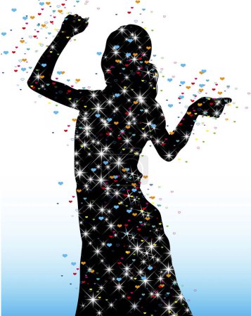 Téléchargez les photos : Silhouette d'une femme aux confettis. - en image libre de droit