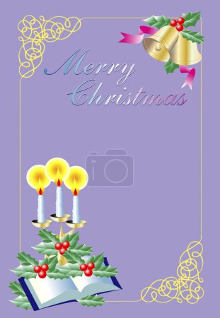 Photo for Merry christmas greeting card with candles - Royalty Free Image