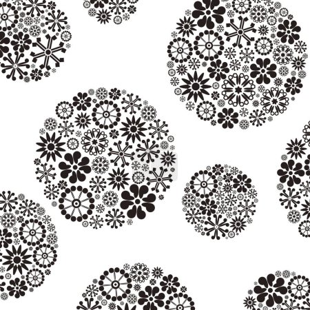 Foto de Fondo abstracto en blanco y negro con elementos florales decorativos - Imagen libre de derechos