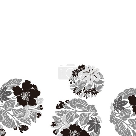 Photo for Black and white abstract background with decorative floral elements - Royalty Free Image