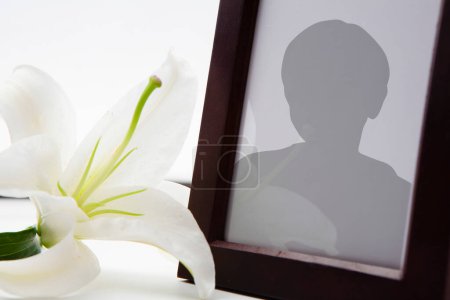 Funeral frame template with person silhouette 