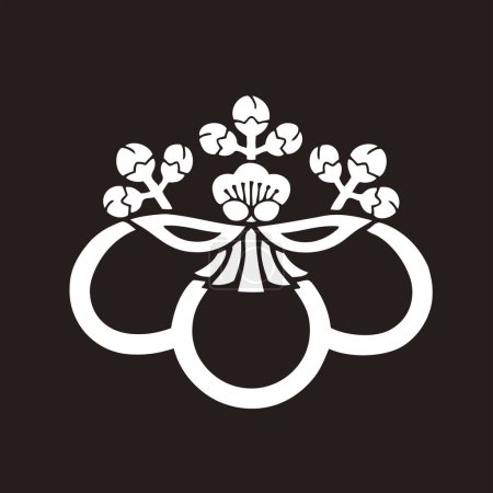 Téléchargez les photos : Logo floral abstrait, illustration en noir et blanc - en image libre de droit
