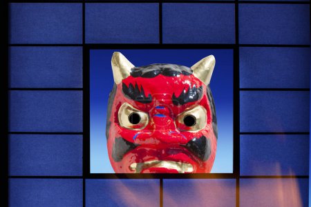 Photo for Japanese tradition demon mask  on  background - Royalty Free Image
