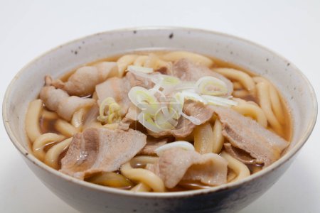 Téléchargez les photos : Une photo de cuisine de soupe asiatique avec viande de porc, nouilles et oignon - en image libre de droit