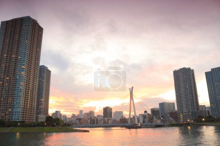 Photo for Modern architecture of Tokyo city, Japan, evening time view - Royalty Free Image