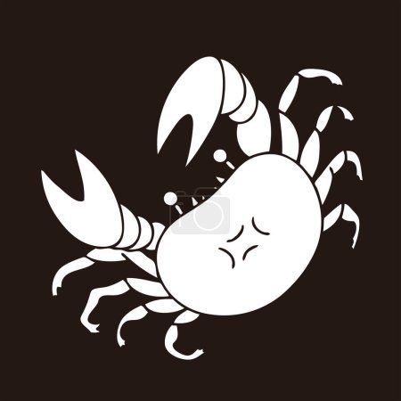 Téléchargez les photos : Illustration japonaise traditionnelle stylisée de crabe, noir et blanc - en image libre de droit