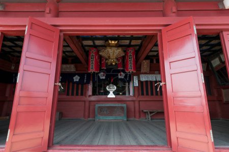 Photo for Tranquil scene of a revered, ancient Japanese shrine - Royalty Free Image