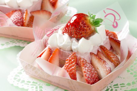 Photo for Close-up view of delicious strawberry dessert with berries - Royalty Free Image