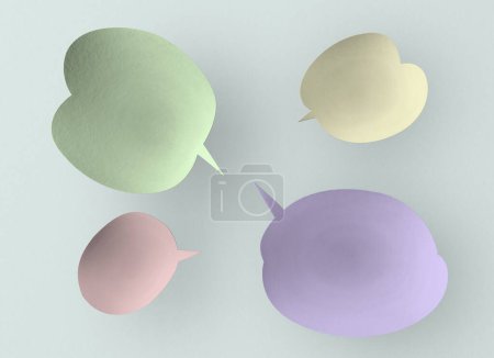Foto de Conjunto de burbujas de habla brillante, espacio de copia, símbolos de chat - Imagen libre de derechos
