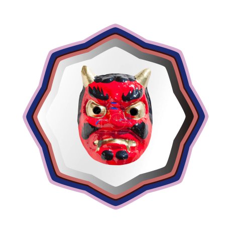 Téléchargez les photos : Effrayant japonais masque de démon sur fond, gros plan - en image libre de droit