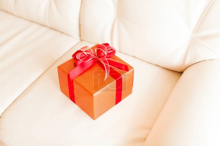 Photo for Gift box with ribbon on background - Royalty Free Image