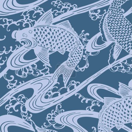 Photo for Japanese paper art style with koi fish - Royalty Free Image