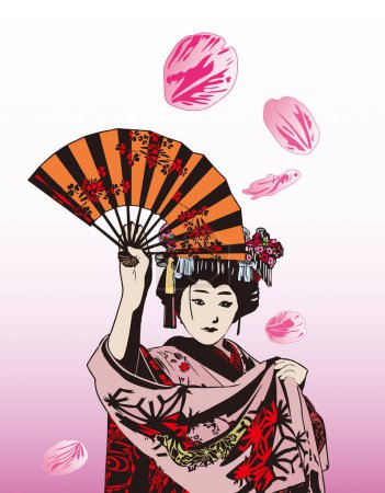 Téléchargez les photos : Belle illustration du personnage de geisha japonaise - en image libre de droit