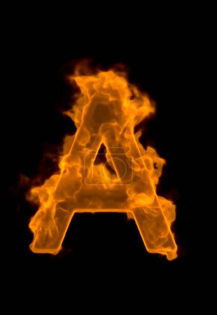 Photo for Fire font on black background. Letter A - Royalty Free Image