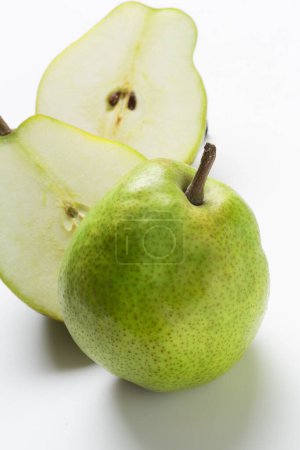 Photo for Fresh ripe organic pears on white background - Royalty Free Image