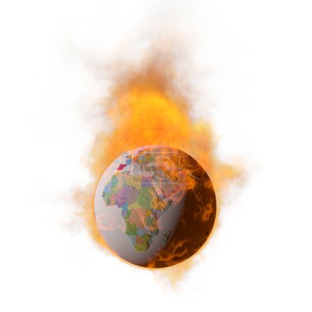 Téléchargez les photos : Globe terrestre en feu, concept de réchauffement climatique - en image libre de droit