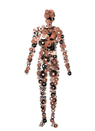 Photo for 3d rendering of human model made of gears, concept of bioengineering - Royalty Free Image