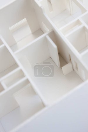 Foto de Primer plano del modelo de casa de plástico blanco - Imagen libre de derechos