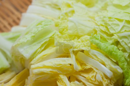 Photo for Fresh sliced cabbage on table, healthy food - Royalty Free Image