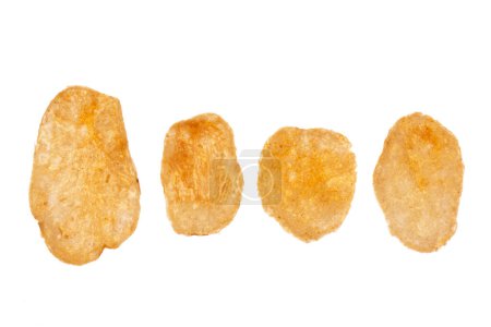 Photo for Fried potato chips isolated on white background. top view - Royalty Free Image
