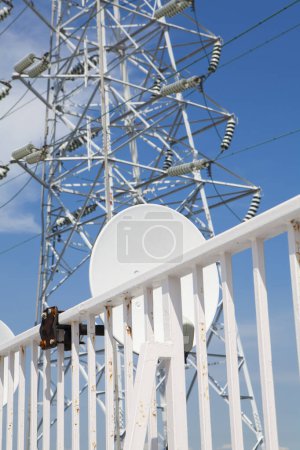 Photo for Communication tower on the sky background, high - voltage tower - Royalty Free Image