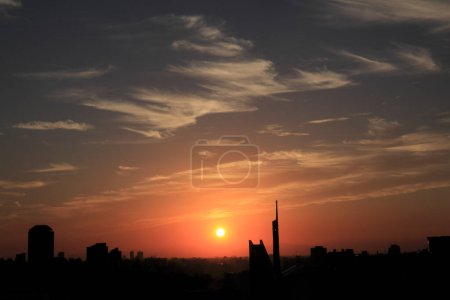 Photo for Beautiful sunset sky over the city skyline - Royalty Free Image
