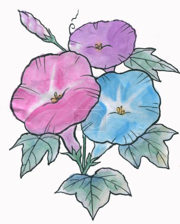 Foto de Acuarela dibujada a mano flores aisladas sobre fondo blanco - Imagen libre de derechos